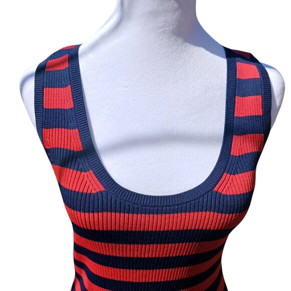 Michael Kors, NWT, Navy and Red Striped, Ribbed Knit, Tank Dress, Large , Midi - Picture 8 of 16